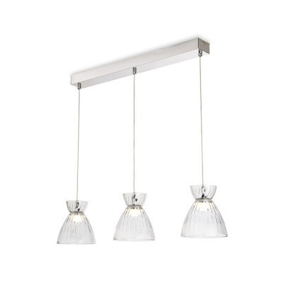 Luminosa Lighting Luminosa Royale 3 Light Bar Chrome With Clear Decorative Glass 3Xled 406Lm 3000K