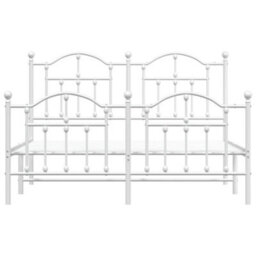 Berkfield Metal Bed Frame With Headboard And Footboard White 140X190 Cm - thumbnail 5