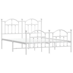 Berkfield Metal Bed Frame With Headboard And Footboard White 140X190 Cm - thumbnail 4