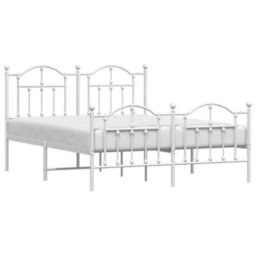 Berkfield Metal Bed Frame With Headboard And Footboard White 140X190 Cm - thumbnail 3