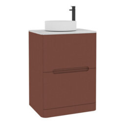 Royal Bathrooms Venice 600mm Terracotta Clay Freestanding Bathroom Countertop Vanity Unit 2 Drawer With Art Basin - thumbnail 7