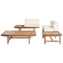 Beliani Garden Lounge Set With Table 2 Seater Giaveno Acacia Wood Off-White - thumbnail 6