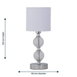 First Choice Lighting Chrome Two Ball Table Lamp With White Pleat Shade - thumbnail 6