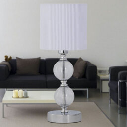 First Choice Lighting Chrome Two Ball Table Lamp With White Pleat Shade - thumbnail 4
