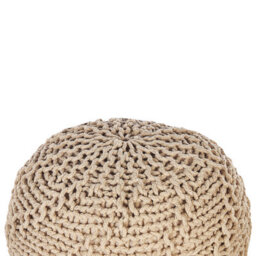 Beliani Round Pouf Ottoman Beige 50 X 35 Cm - Knitted Cotton Cover With Eps Beads - thumbnail 3