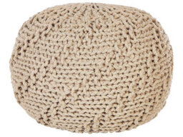 Beliani Round Pouf Ottoman Beige 50 X 35 Cm - Knitted Cotton Cover With Eps Beads - thumbnail 1