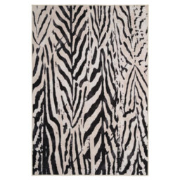 Loomed Zebra Print Cotton Chenille Rug Black White Machine Washable 200Cm X 290Cm - thumbnail 6