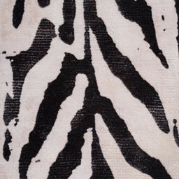Loomed Zebra Print Cotton Chenille Rug Black White Machine Washable 200Cm X 290Cm - thumbnail 9