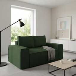 Malaga Small Sofa Bed Compact Fold Out 2 Seater Sofa With Hidden Storage Stylish Upholstery Comfortable Seating Green Corduroy - thumbnail 2