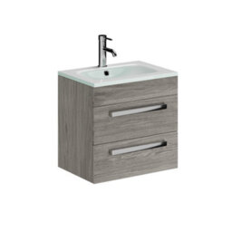 Plum&clay Novela Grey Wood Wall Hung Vanity Unit With Glass Basin Bathroom Furniture (W)515mm