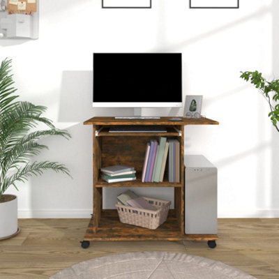Berkfield Computer Desk Smoked Oak 80X50X75 Cm Engineered Wood - image 1