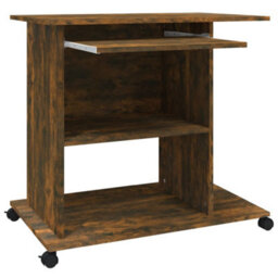 Berkfield Computer Desk Smoked Oak 80X50X75 Cm Engineered Wood - thumbnail 8