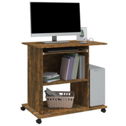 Berkfield Computer Desk Smoked Oak 80X50X75 Cm Engineered Wood - thumbnail 4