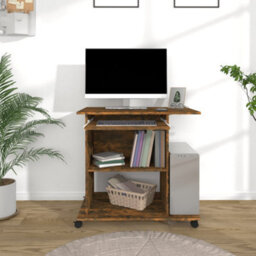 Berkfield Computer Desk Smoked Oak 80X50X75 Cm Engineered Wood - thumbnail 3