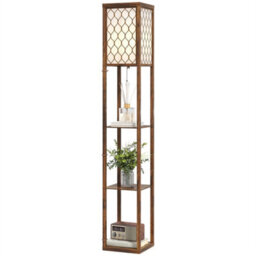 Rustic Brown Floor Lamp Standing Light With 3 Open Shelves For Living Room - thumbnail 1