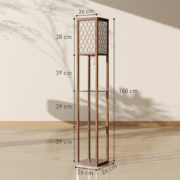 Rustic Brown Floor Lamp Standing Light With 3 Open Shelves For Living Room - thumbnail 2