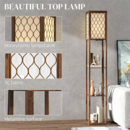 Rustic Brown Floor Lamp Standing Light With 3 Open Shelves For Living Room - thumbnail 5