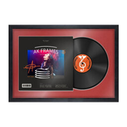 "AK Frames 25X17"" Black Classic Vinyl Record Frame With Crimson Mount For 12 Inch Lp Cover & Disc - Overlapped Design"