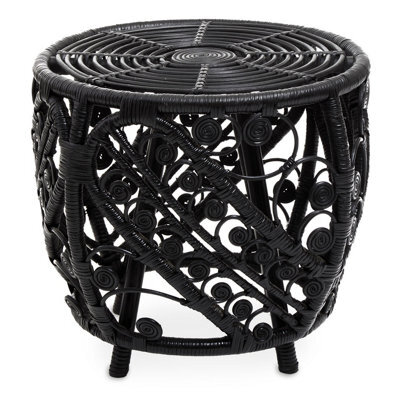 Orsina Chic Design Black Natural Rattan Side Table, Versatile Coffee Table, Sturdy And Stable Table For Living Room - image 1