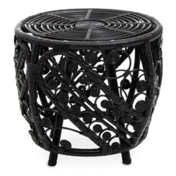 Orsina Chic Design Black Natural Rattan Side Table, Versatile Coffee Table, Sturdy And Stable Table For Living Room