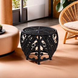 Orsina Chic Design Black Natural Rattan Side Table, Versatile Coffee Table, Sturdy And Stable Table For Living Room - thumbnail 4