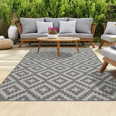 Homeart Outdoor Rugs Easy Cleaning Area Rugs For Balcony,garden,picnic,uv Weather Resistant  D.grey Cream,140X200-Mc - image 1