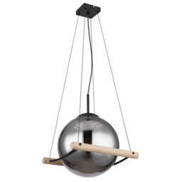 Luminosa Lighting Luminosa Leona Globe Pendant Ceiling Light Matt Black Smoke Glass Shade 1X E27 - thumbnail 2
