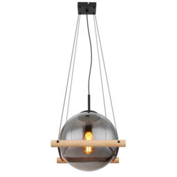 Luminosa Lighting Luminosa Leona Globe Pendant Ceiling Light Matt Black Smoke Glass Shade 1X E27 - thumbnail 3