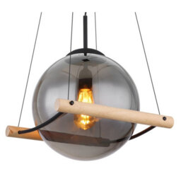 Luminosa Lighting Luminosa Leona Globe Pendant Ceiling Light Matt Black Smoke Glass Shade 1X E27 - thumbnail 4