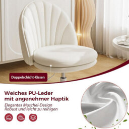 Comhoma Vanity Desk Chair Dressing Table Chairs Swivel Height Adjustable Chair, Pu Leather, White - thumbnail 4
