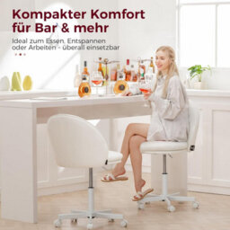Comhoma Vanity Desk Chair Dressing Table Chairs Swivel Height Adjustable Chair, Pu Leather, White - thumbnail 6
