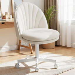 Gtplayer Vanity Desk Chair Dressing Table Chairs Swivel Height Adjustable Chair, Pu Leather, White