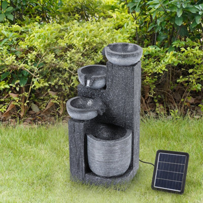 Thehotsale Outdoor Solar Powered 4-Tier Water Fountain Rockery Decor With Warm Light - image 1