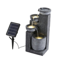 Thehotsale Outdoor Solar Powered 4-Tier Water Fountain Rockery Decor With Warm Light - thumbnail 5