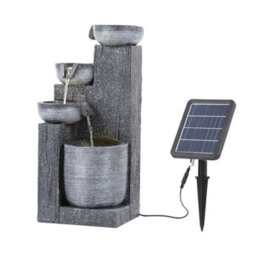 Thehotsale Outdoor Solar Powered 4-Tier Water Fountain Rockery Decor With Warm Light - thumbnail 3