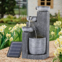 Thehotsale Outdoor Solar Powered 4-Tier Water Fountain Rockery Decor With Warm Light - thumbnail 2