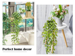 Artificial Trailing Green Plant, Hanging Vine Garland With Pots, Plant Decoration, For Wedding Party, Balcony (Polka Dots, 63Cm) - thumbnail 5