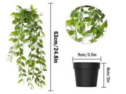 Artificial Trailing Green Plant, Hanging Vine Garland With Pots, Plant Decoration, For Wedding Party, Balcony (Polka Dots, 63Cm) - thumbnail 2
