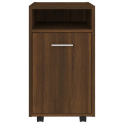 Berkfield Side Cabinet With Wheels Brown Oak 33X38X60 Cm Engineered Wood - thumbnail 3