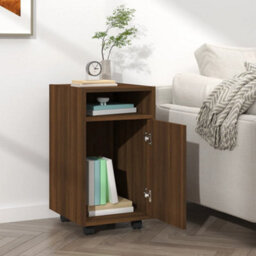 Berkfield Side Cabinet With Wheels Brown Oak 33X38X60 Cm Engineered Wood - thumbnail 6