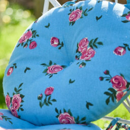 Dibor Set Of 2 Blue Rose Round Summer Outdoor Garden Chair Seat Pad Cushions - thumbnail 3