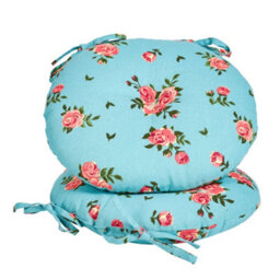 Dibor Set Of 2 Blue Rose Round Summer Outdoor Garden Chair Seat Pad Cushions - thumbnail 2
