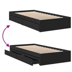 Berkfield Bed Frame With Drawers Without Mattress Black 90X190 Cm Single - thumbnail 7