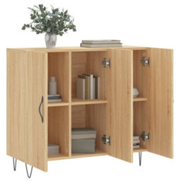 Berkfield Sideboard Sonoma Oak 90X34X80 Cm Engineered Wood - thumbnail 4