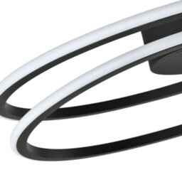 Happy Homewares Modern Double Swirl Strip Led Flush Ceiling Light Fitting In Sleek Matte Black - thumbnail 5