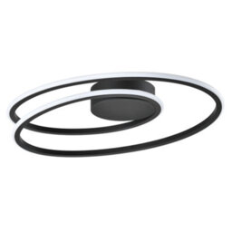 Happy Homewares Modern Double Swirl Strip Led Flush Ceiling Light Fitting In Sleek Matte Black - thumbnail 1