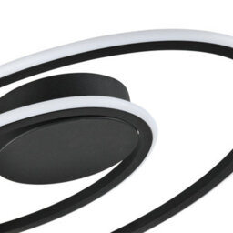Happy Homewares Modern Double Swirl Strip Led Flush Ceiling Light Fitting In Sleek Matte Black - thumbnail 4