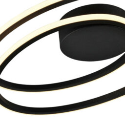 Happy Homewares Modern Double Swirl Strip Led Flush Ceiling Light Fitting In Sleek Matte Black - thumbnail 3