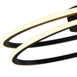 Happy Homewares Modern Double Swirl Strip Led Flush Ceiling Light Fitting In Sleek Matte Black - thumbnail 8