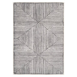 Loomed Black & White Geometric Abstract Machine Washable Soft Area Rug 240Cm X 330Cm - thumbnail 5